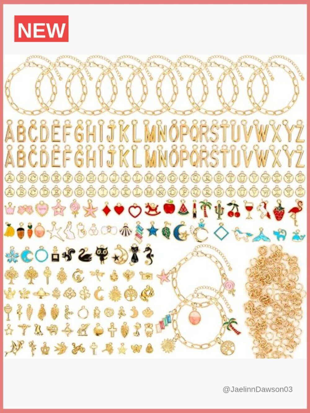 416-Piece Gold Charm Bracelet Making Kit - DIY Paperclip Chain Jewelry